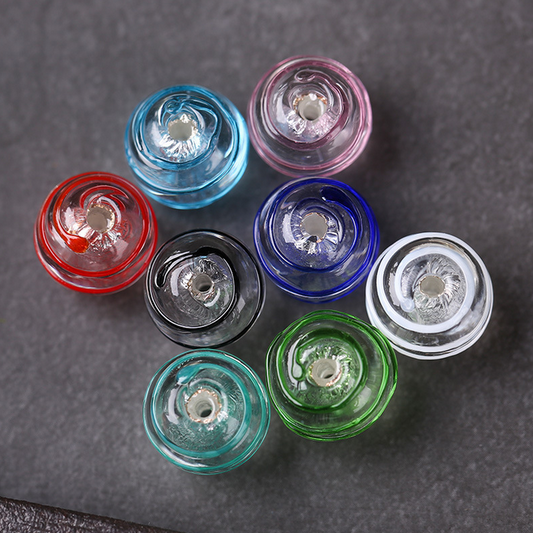 10pcs Glass Beads With Single Color Stripe