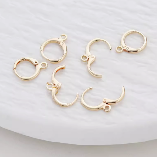 1 Pair Multiple Rings Brass Earring Hoop, 14K Gold Plate