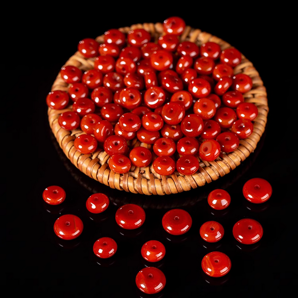 10pcs Agate Flat Round Persimmon Beads