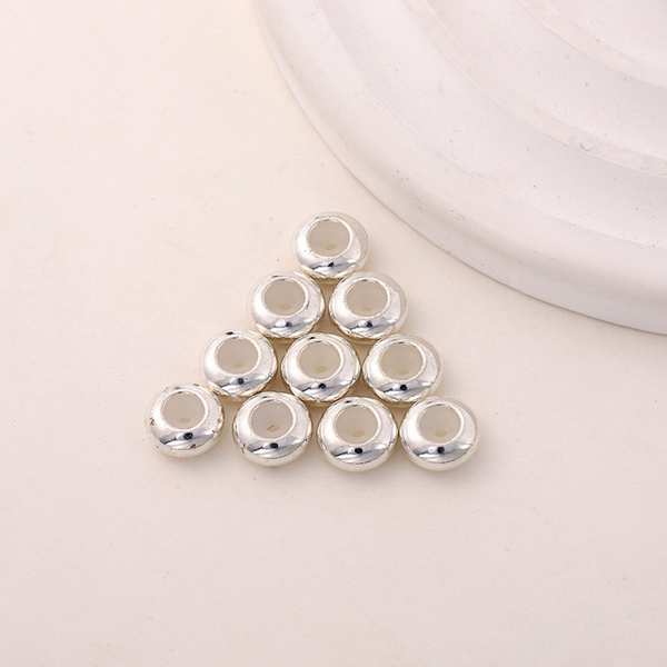 10pcs Brass Spacer Flat Round Bead With Silicone