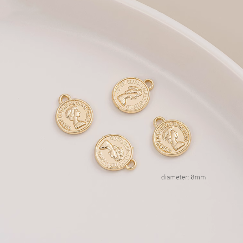 Brass Gilded Charms Pendant Piece Coin Ellipse Rectangle Plate