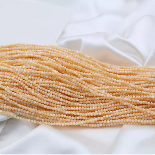 Shell Material Round Beads- Champagne