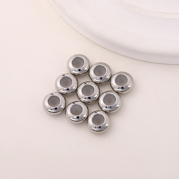 10pcs Brass Spacer Flat Round Bead With Silicone