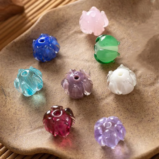 10pcs Lotus Bud Glass Partition Beads Spacer