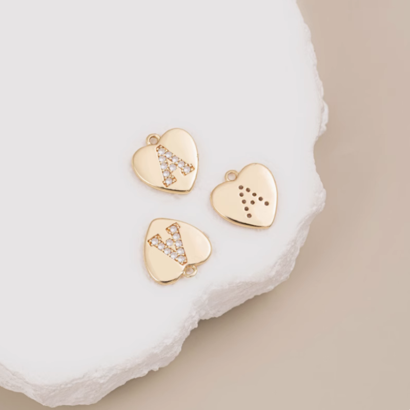 Brass Zircon Letters Words Pendant Piece 14K Plated-PMXS-01