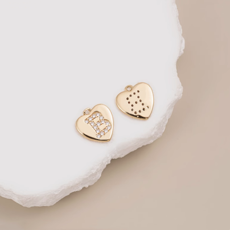 Brass Zircon Letters Words Pendant Piece 14K Plated-PMXS-01