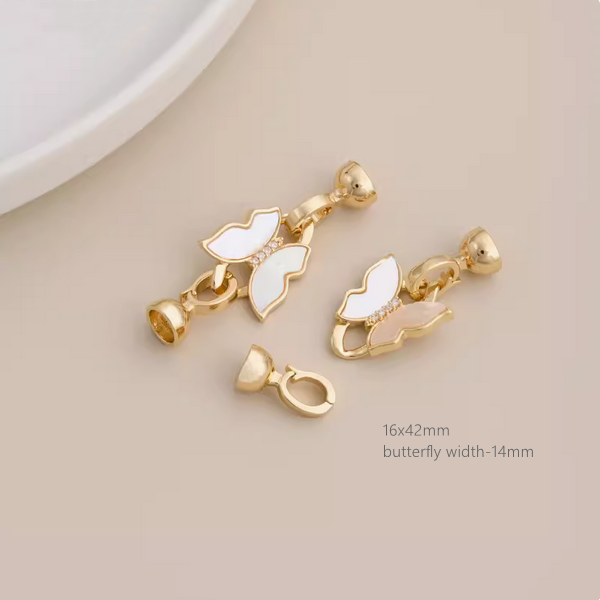 Brass Shell Butterfly Clip Clasp