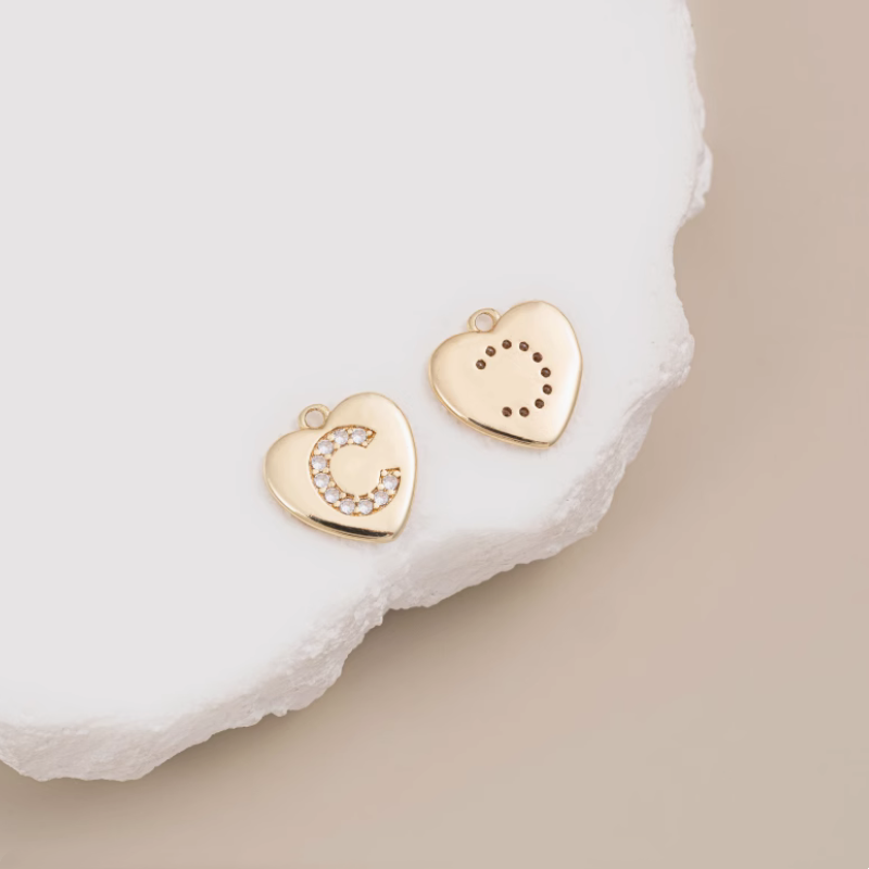 Brass Zircon Letters Words Pendant Piece 14K Plated-PMXS-01