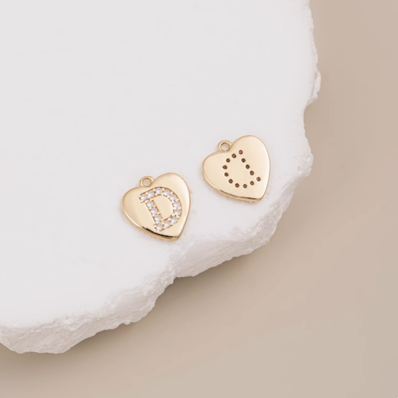 Brass Zircon Letters Words Pendant Piece 14K Plated-PMXS-01