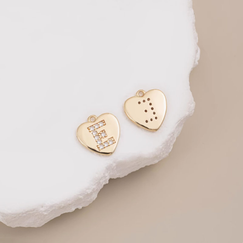 Brass Zircon Letters Words Pendant Piece 14K Plated-PMXS-01