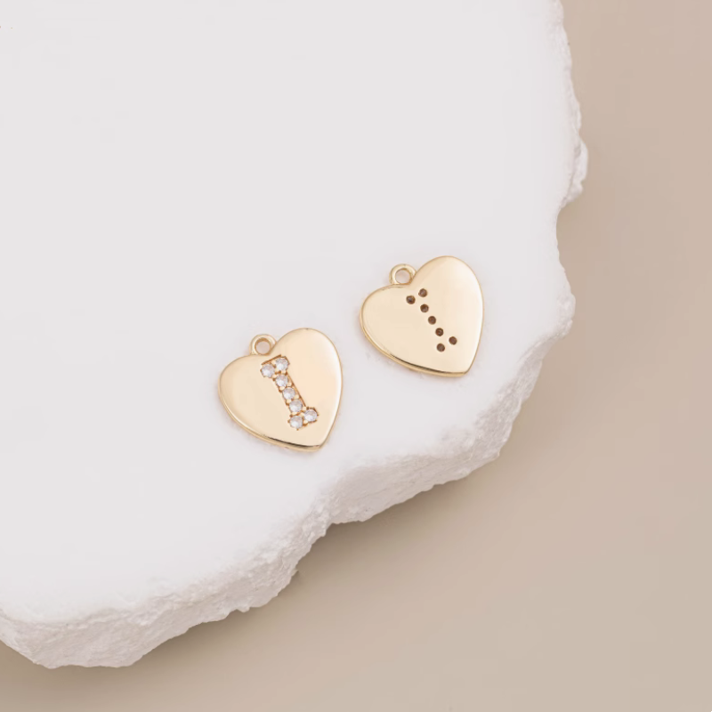 Brass Zircon Letters Words Pendant Piece 14K Plated-PMXS-01