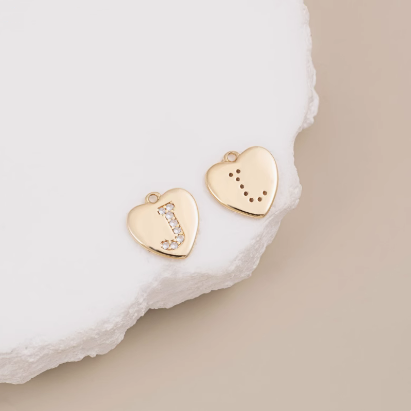 Brass Zircon Letters Words Pendant Piece 14K Plated-PMXS-01