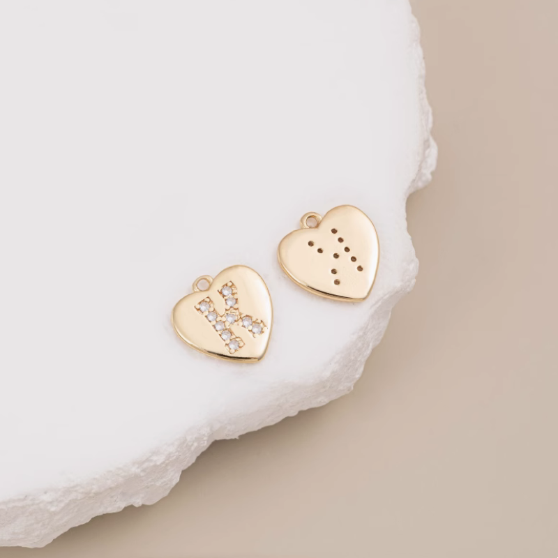 Brass Zircon Letters Words Pendant Piece 14K Plated-PMXS-01