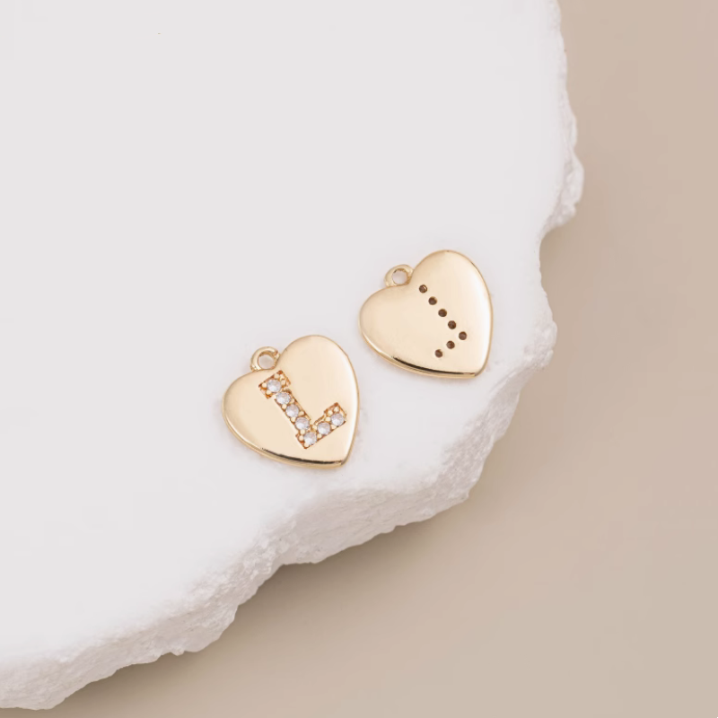 Brass Zircon Letters Words Pendant Piece 14K Plated-PMXS-01