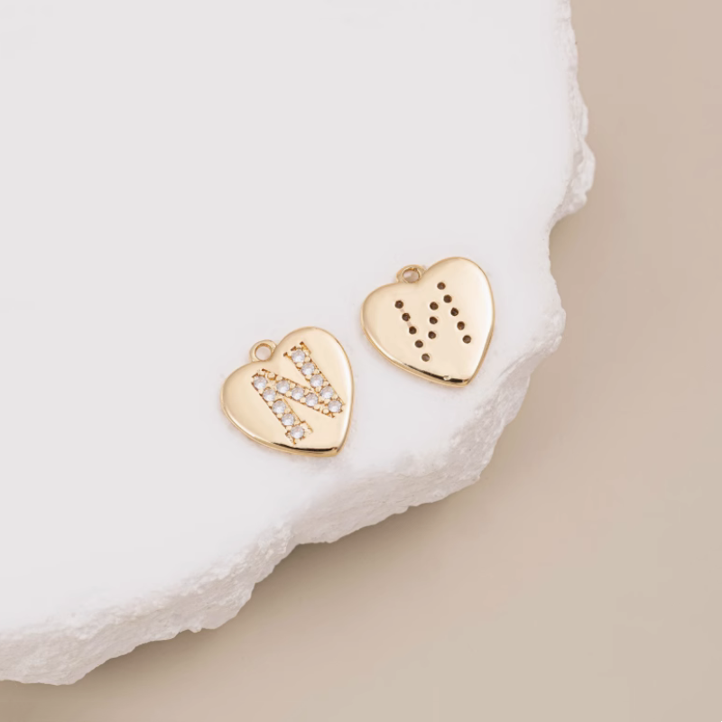 Brass Zircon Letters Words Pendant Piece 14K Plated-PMXS-01