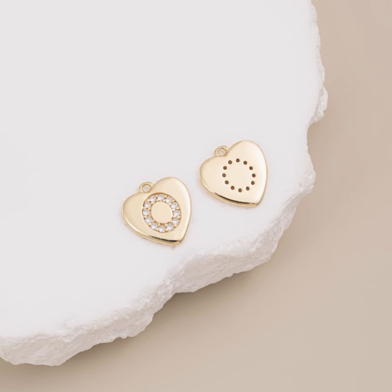 Brass Zircon Letters Words Pendant Piece 14K Plated-PMXS-01