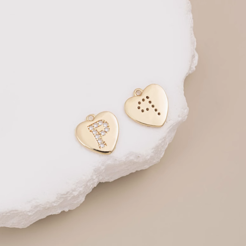 Brass Zircon Letters Words Pendant Piece 14K Plated-PMXS-01