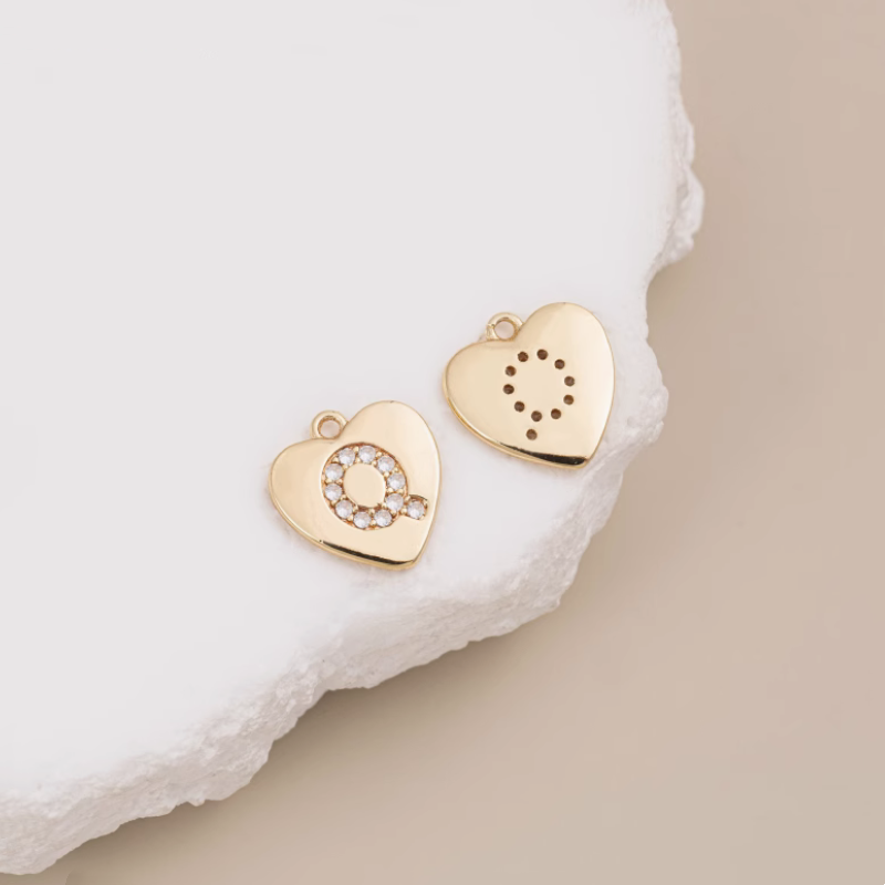 Brass Zircon Letters Words Pendant Piece 14K Plated-PMXS-01