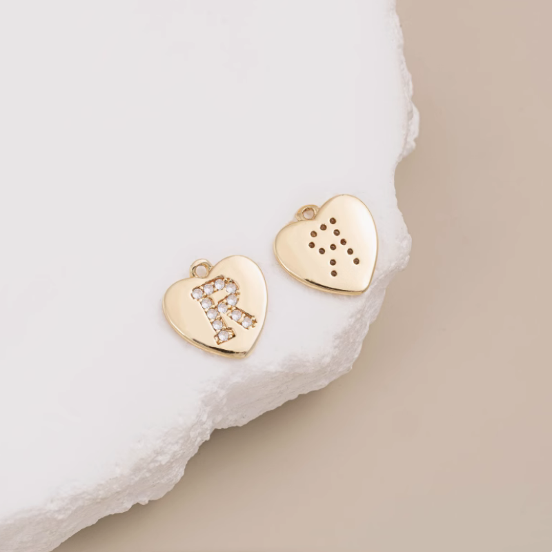 Brass Zircon Letters Words Pendant Piece 14K Plated-PMXS-01