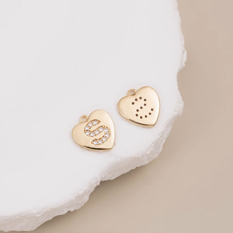 Brass Zircon Letters Words Pendant Piece 14K Plated-PMXS-01