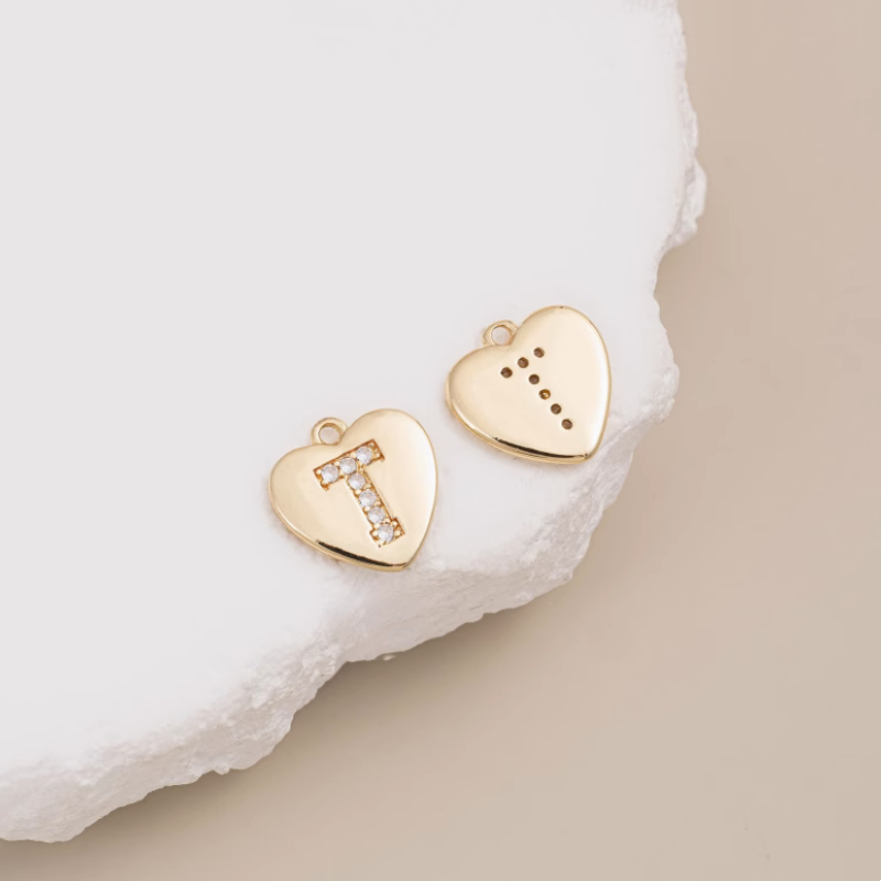 Brass Zircon Letters Words Pendant Piece 14K Plated-PMXS-01