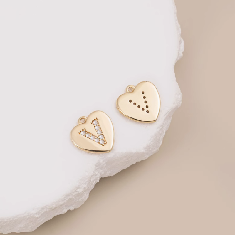 Brass Zircon Letters Words Pendant Piece 14K Plated-PMXS-01