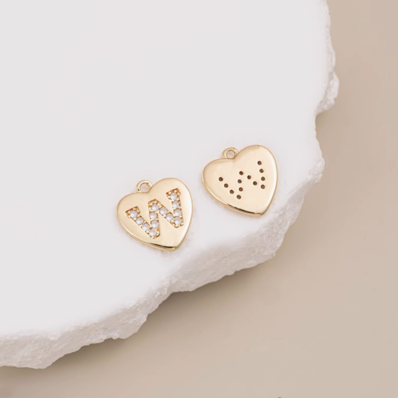 Brass Zircon Letters Words Pendant Piece 14K Plated-PMXS-01