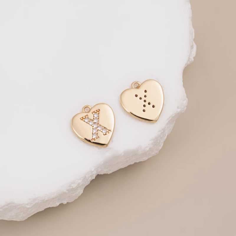 Brass Zircon Letters Words Pendant Piece 14K Plated-PMXS-01