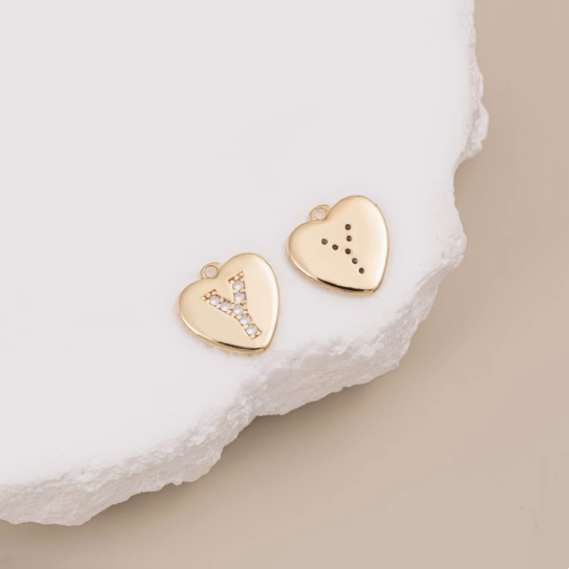 Brass Zircon Letters Words Pendant Piece 14K Plated-PMXS-01