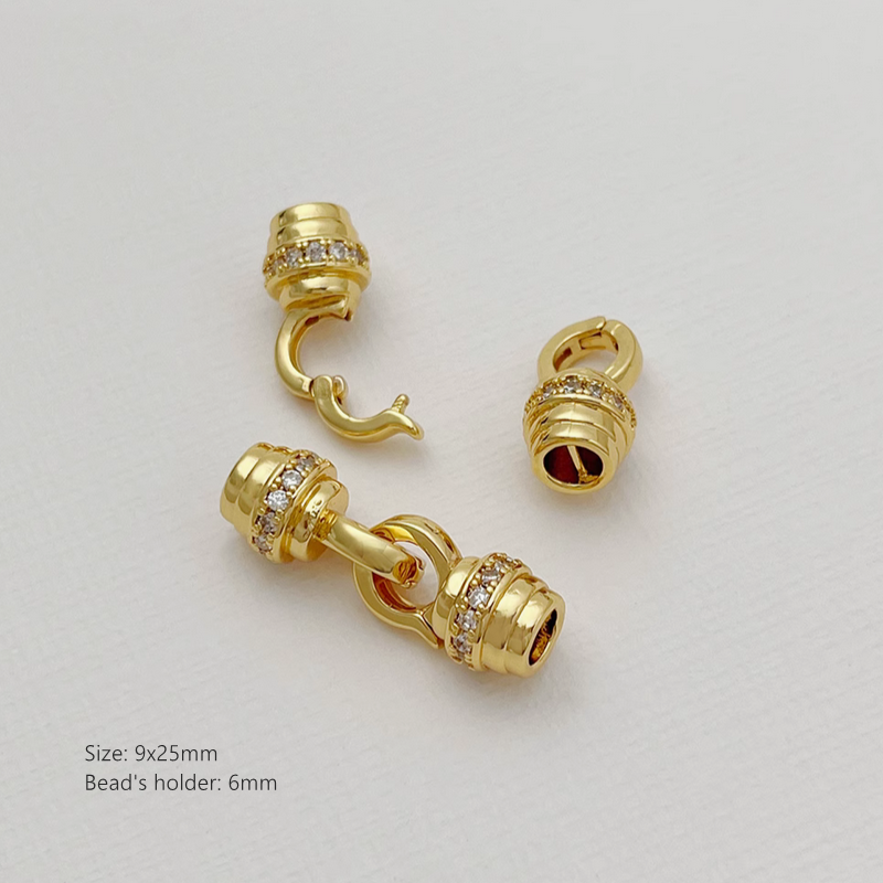 Brass Bee Nest Shape Gilded Zircon Double Clip Twister Clasp