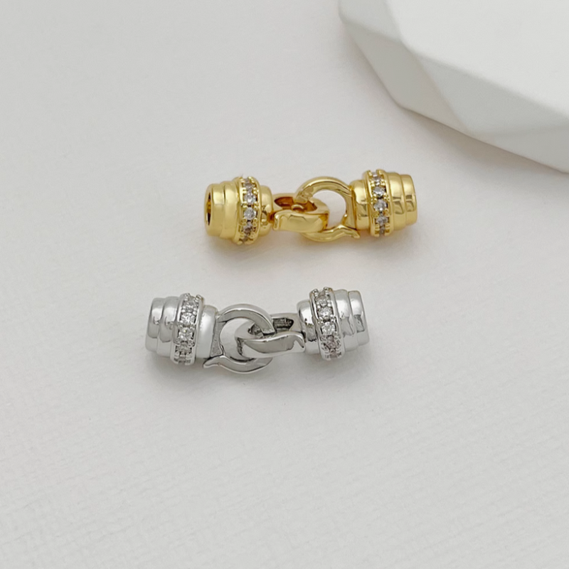 Brass Bee Nest Shape Gilded Zircon Double Clip Twister Clasp