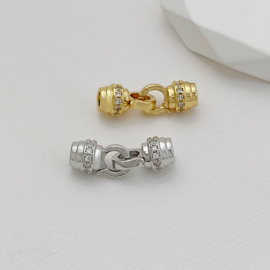 Brass Bee Nest Shape Gilded Zircon Double Clip Twister Clasp