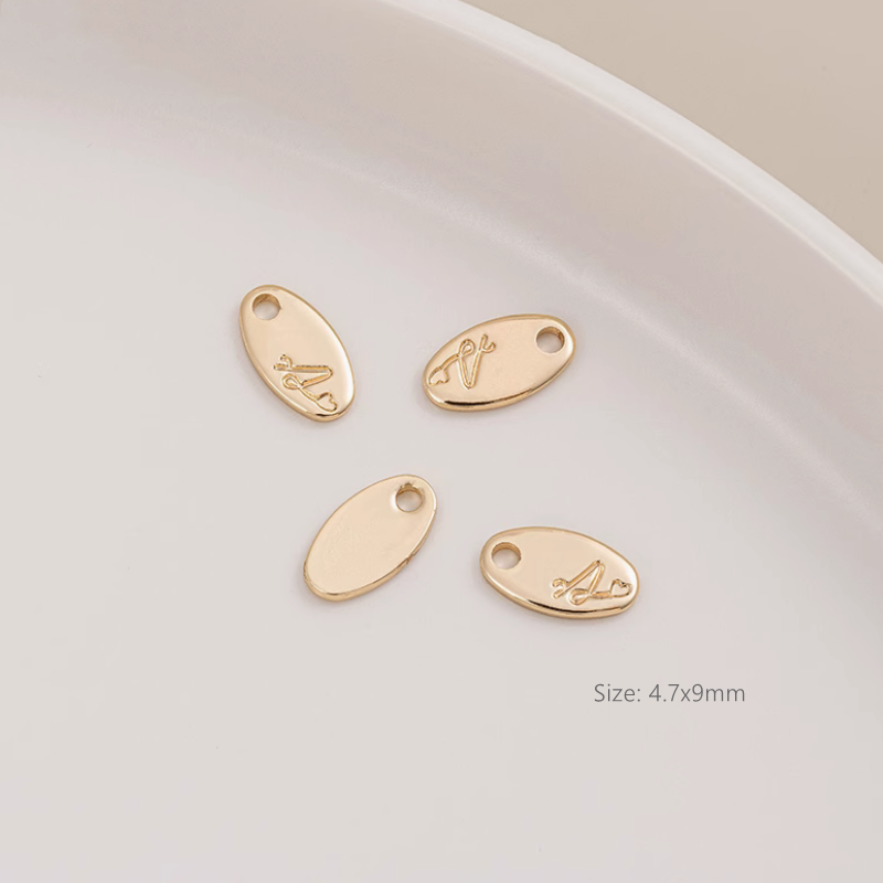 Brass Gilded Charms Pendant Piece Coin Ellipse Rectangle Plate