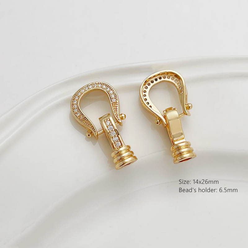 Brass Zircon Ring And Twister Clasp Snap Buckle Jewelry Connector