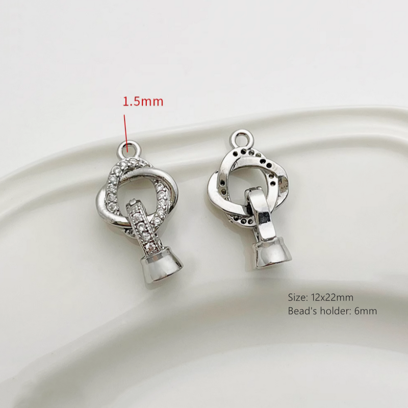 Brass Zircon Ring And Twister Clasp Snap Buckle Jewelry Connector