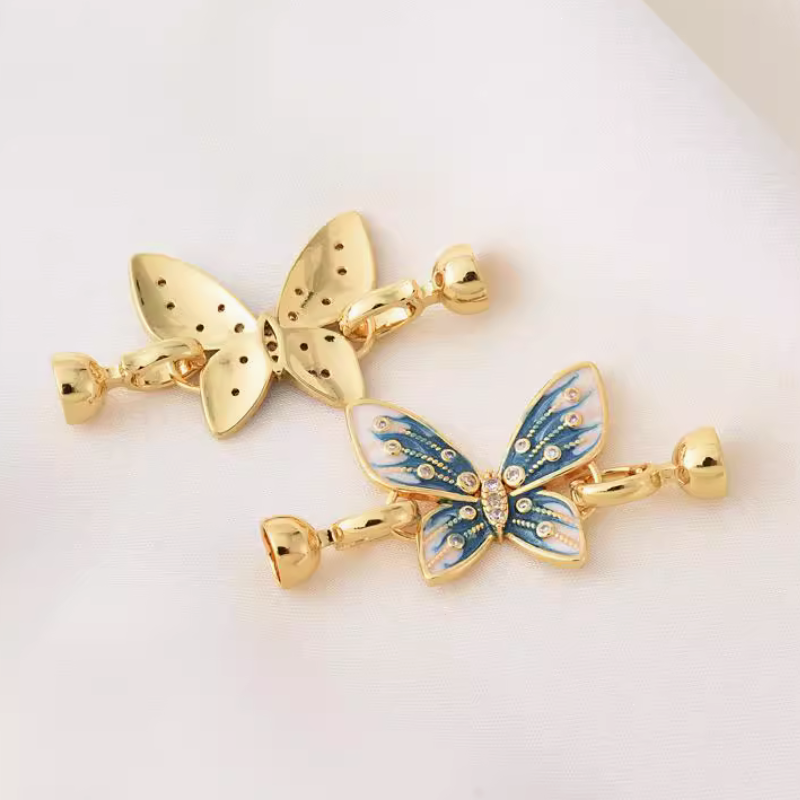 Brass Dispensing Butterfly Snap Fastener Gold Silver Plated Double Side Clip Clasp