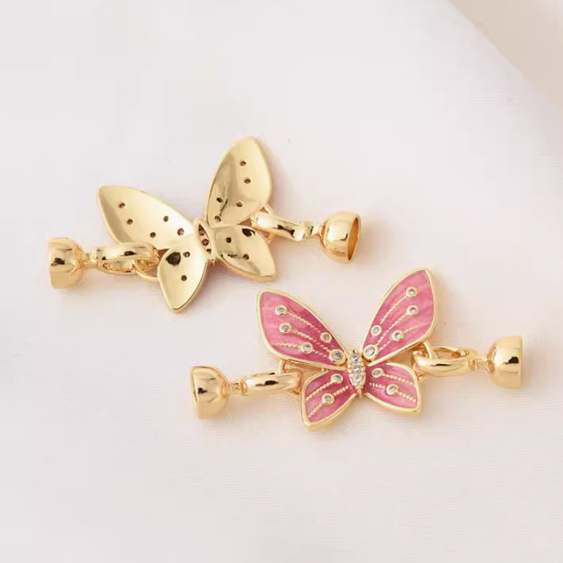 Brass Dispensing Butterfly Snap Fastener Gold Silver Plated Double Side Clip Clasp