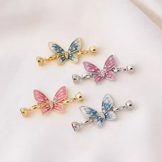 Brass Dispensing Butterfly Snap Fastener Gold Silver Plated Double Side Clip Clasp