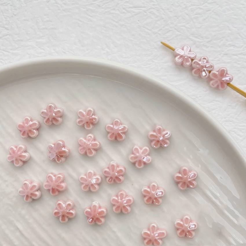 Ceramics Glazed Flower Beads Spare Spacers
