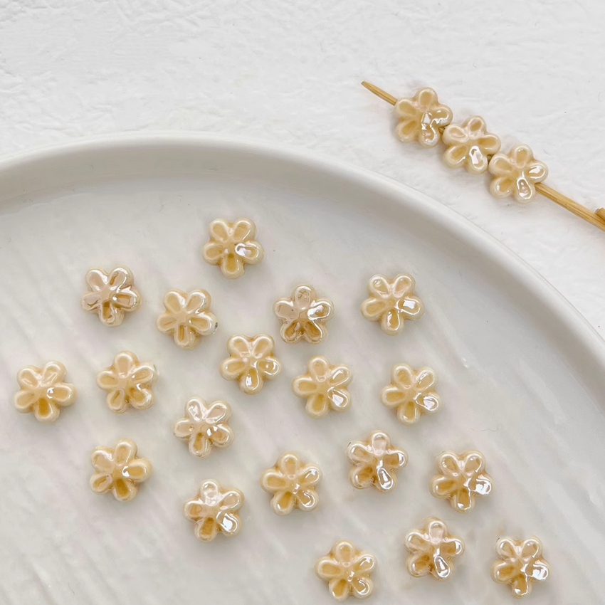Ceramics Glazed Flower Beads Spare Spacers