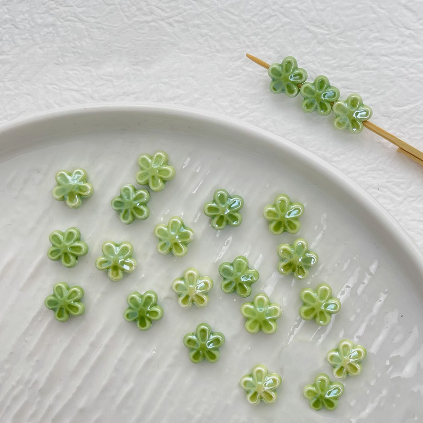 Ceramics Glazed Flower Beads Spare Spacers