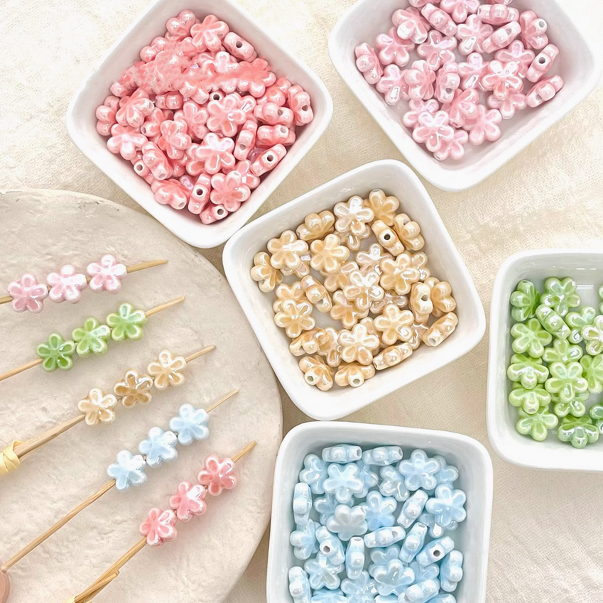 Ceramics Glazed Flower Beads Spare Spacers