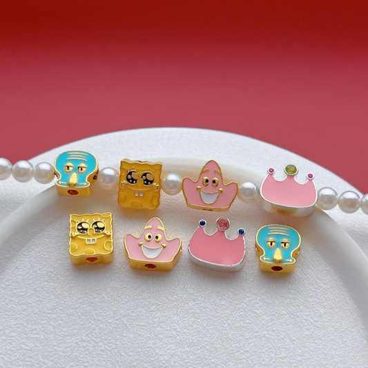 925 Sterling Silver Enamel Spacer Partition SpongeBob Piece