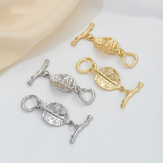 Unique Shape Leaf Branch Toggle Clasp Ring Stick OT Jewelry Connector