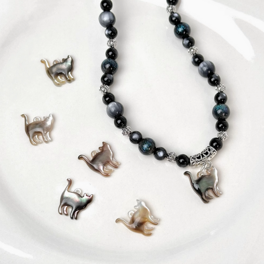 Nature Shell Night Cat Pendants Hanging Charms Piece