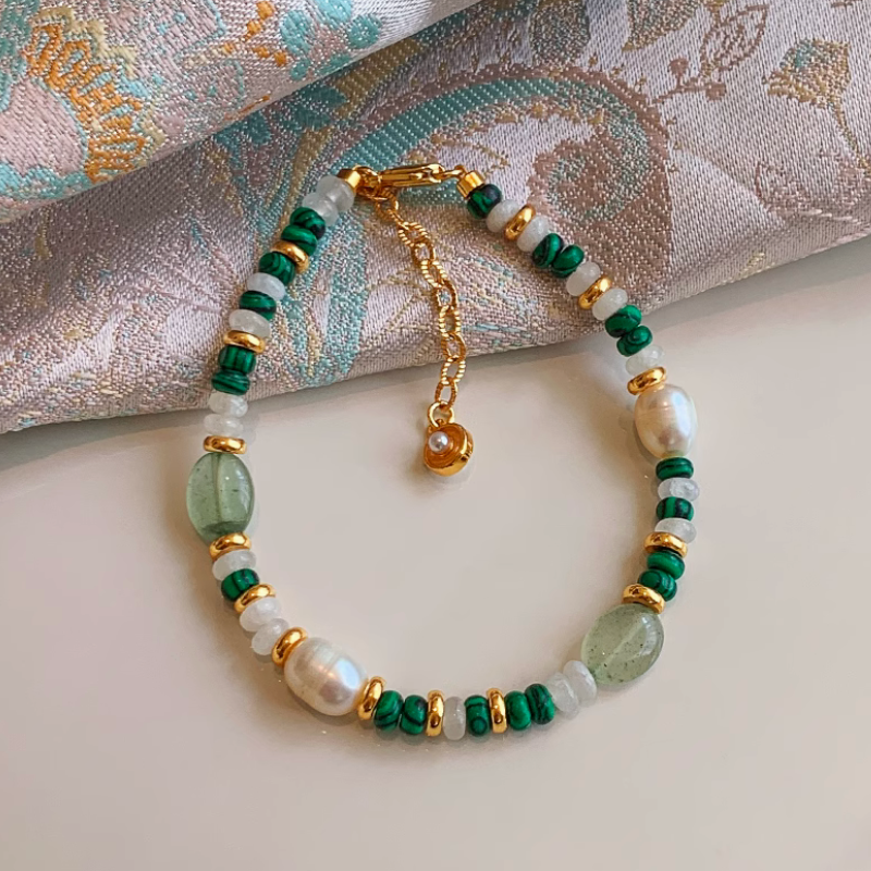 Nature Gemstone Jewelry Malachite Jade Freshwater Pearl Necklace Bracelet