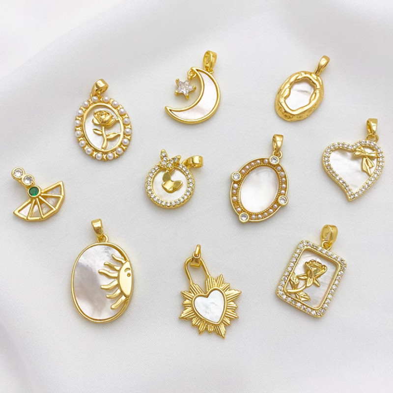 Brass Shell Gold Platinum Plated Jewelry Charms Pendant Piece