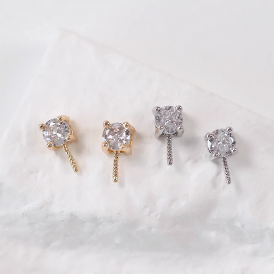 Brass Zircon Pearl Beads Hanging Bails Spiral Needle