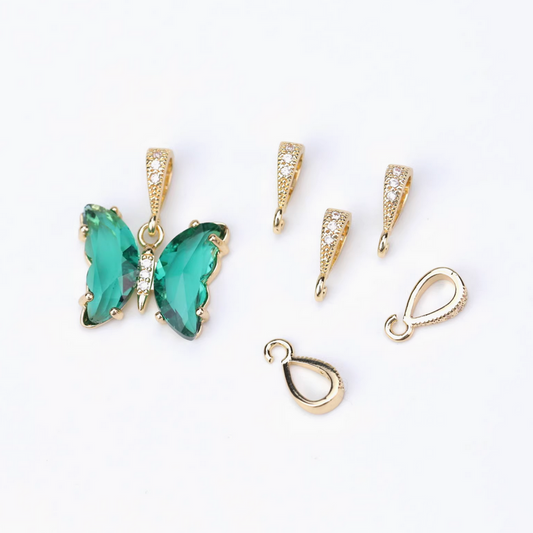 Brass Zircon Fashion Necklace Hanging Hook Ring Bails