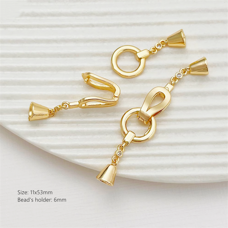 Brass 14K And Platinum Plated Double Side Beads Tray Connector Twister Clasp